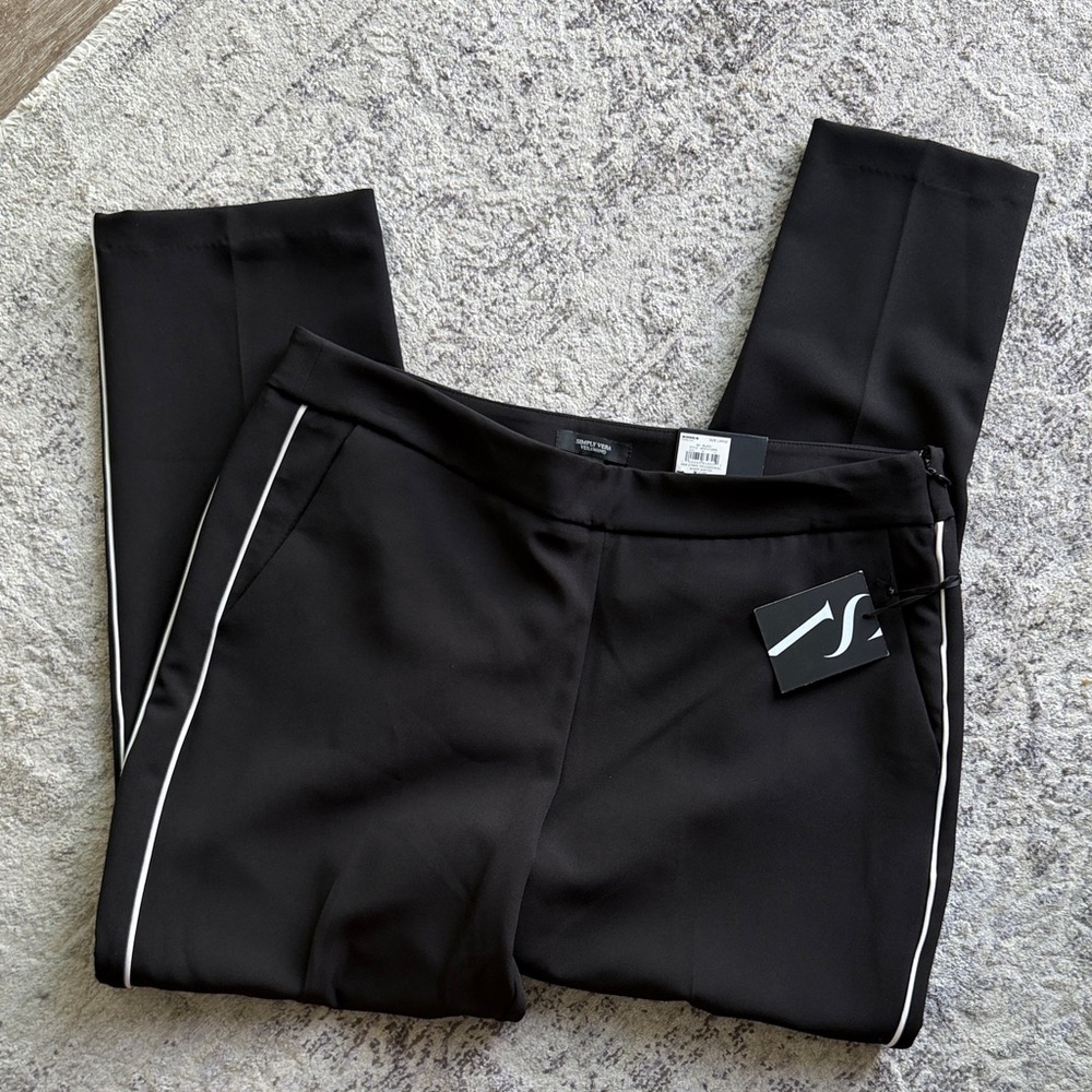 Vera Wang Kohl’s Black Tuxedo Stripe Cropped Ponte Pants